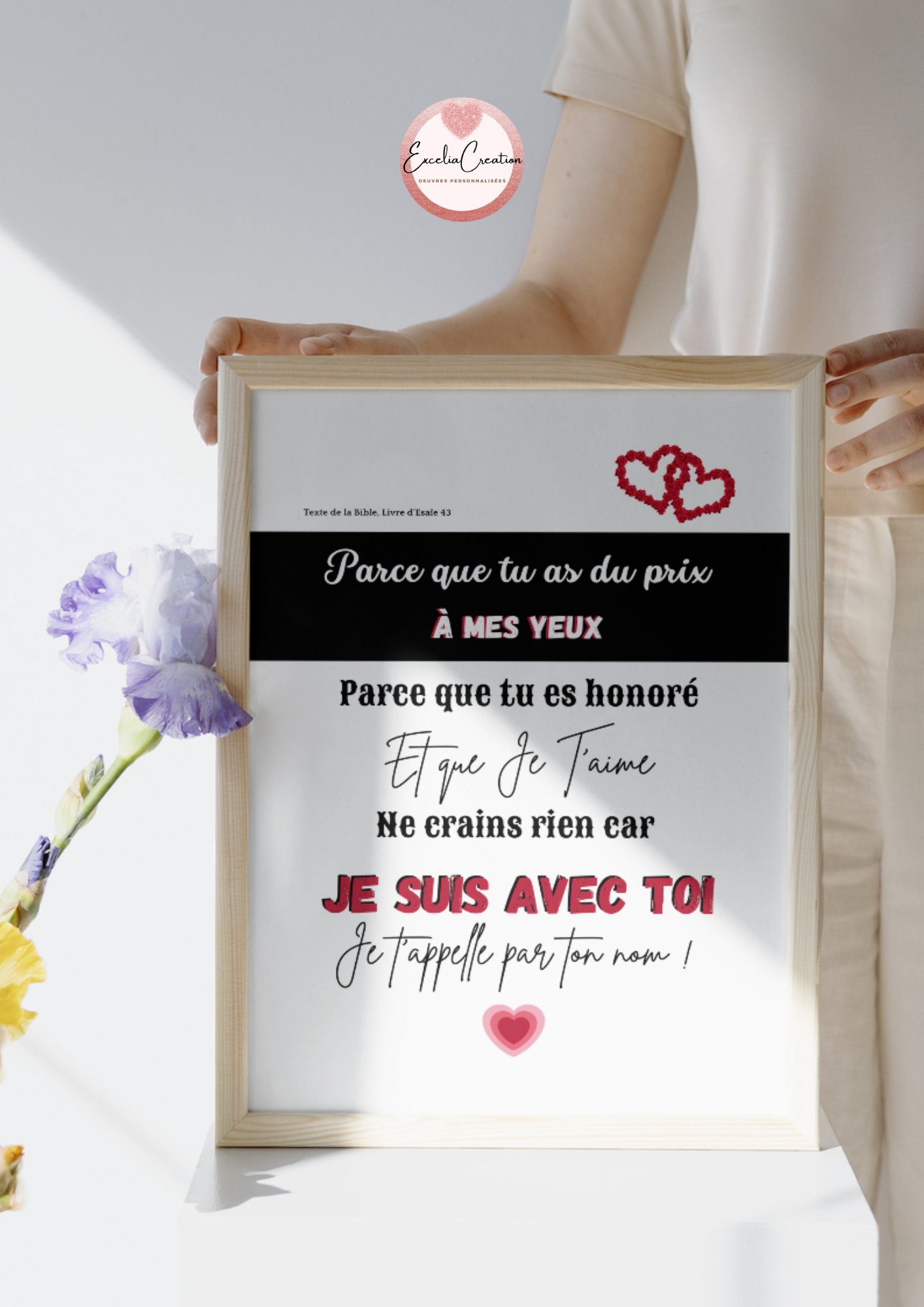 Tableau / Affiche de versets bibliques: Extrait de la Bible LSG - Livre d'Ésaïe 43