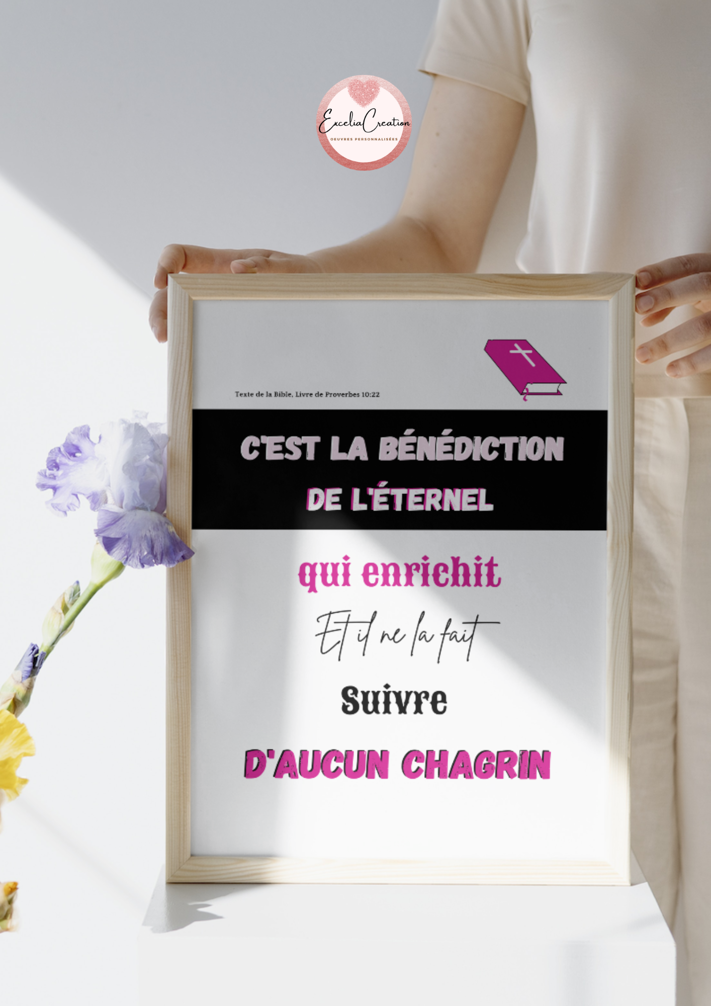 Tableau / Affiche de versets bibliques: Extrait de la Bible LSG - Livre de Proverbes10V22