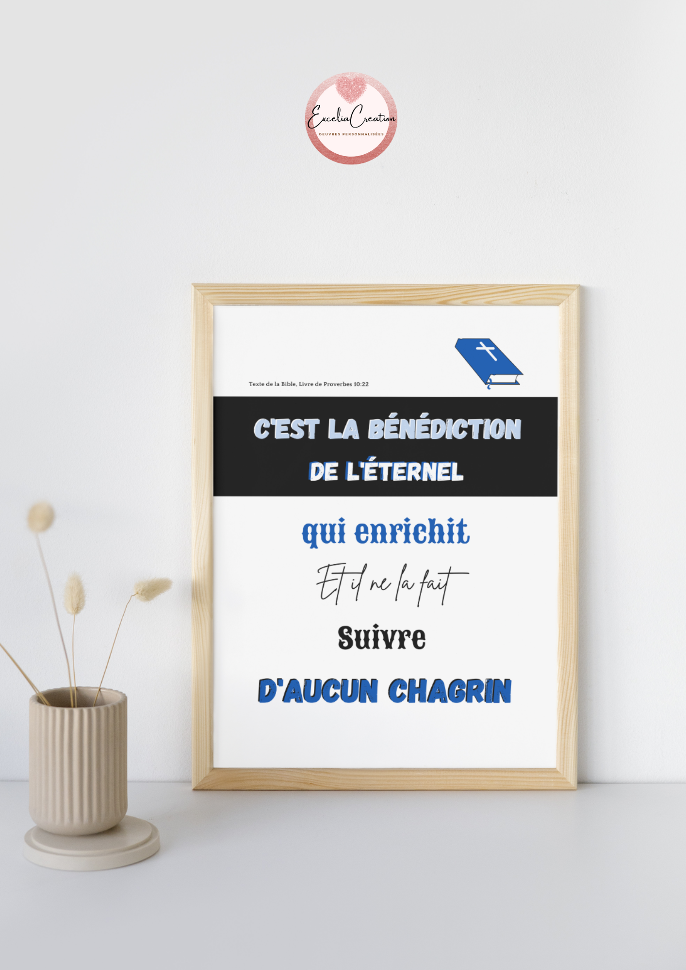 Tableau / Affiche de versets bibliques: Extrait de la Bible LSG - Livre de Proverbes10V22