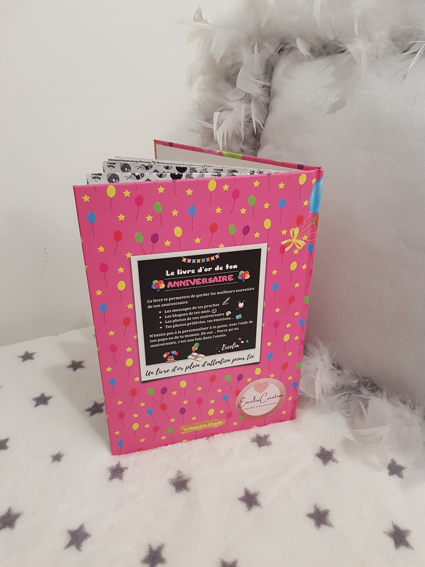 Livre d'Or personnalisé de mon anniversaire pour fille - Enfant de 1 à 15 ans - Rose