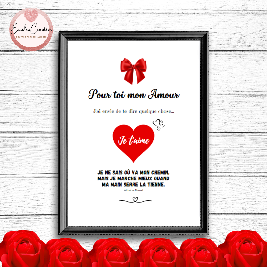 Cadeau Saint Valentin Homme et Femme - Tableau Original