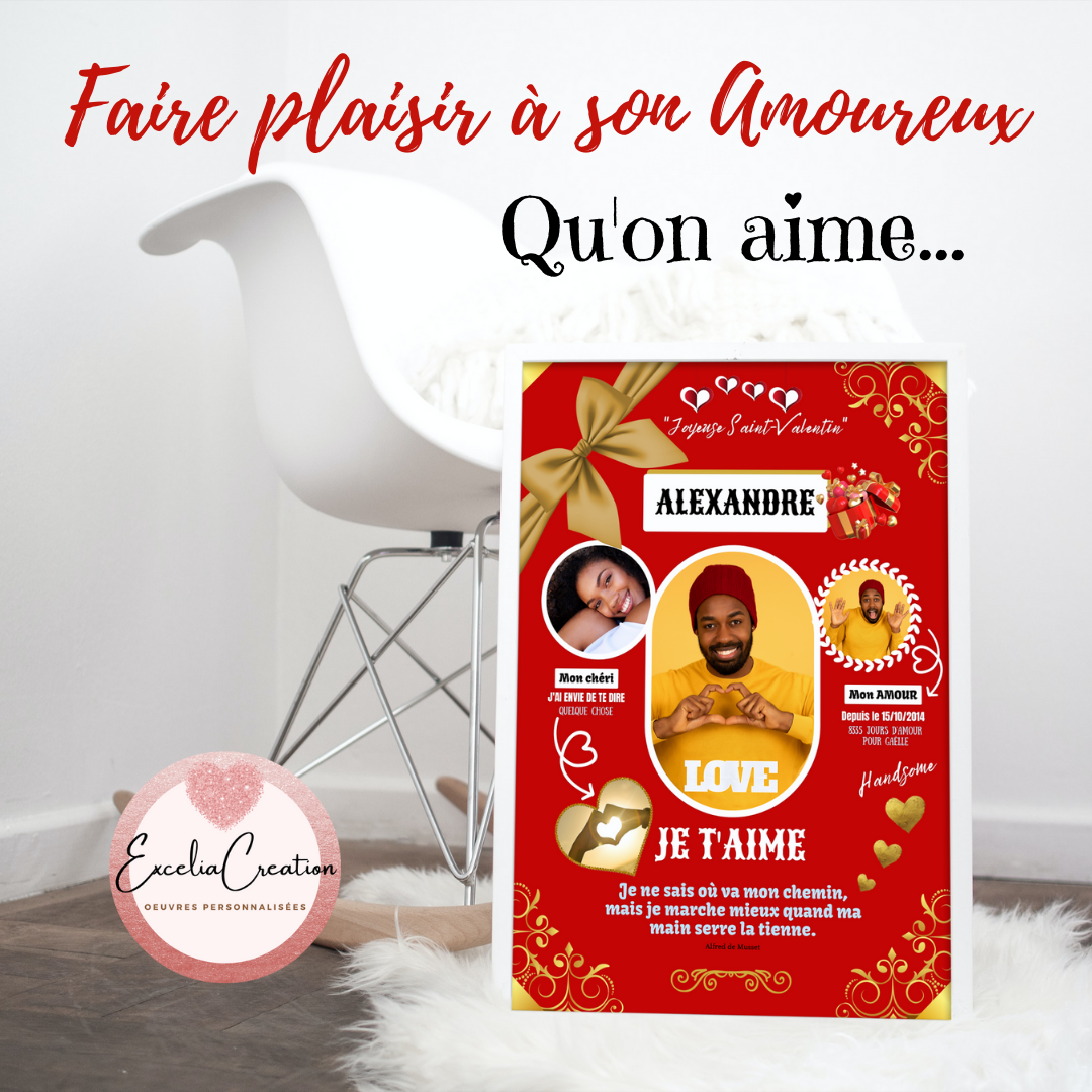 Affiche personnalisée dans un tableau pour faire plaisir à son amoureux / amoureuse - Cadeau couple