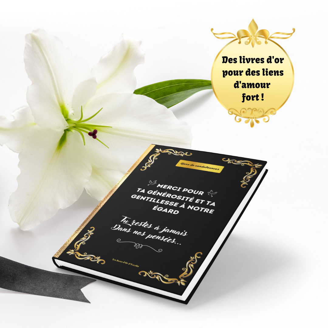 Livre d'or de condoléances: Merci pour ta générosité et ta gentillesse à notre égard | Recueil de messages pour honorer la mémoire d'un être cher - NOIR