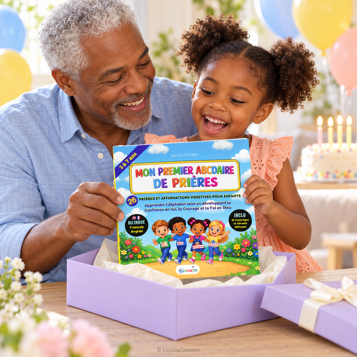 Un grand-père offre le livre pour un anniversaire