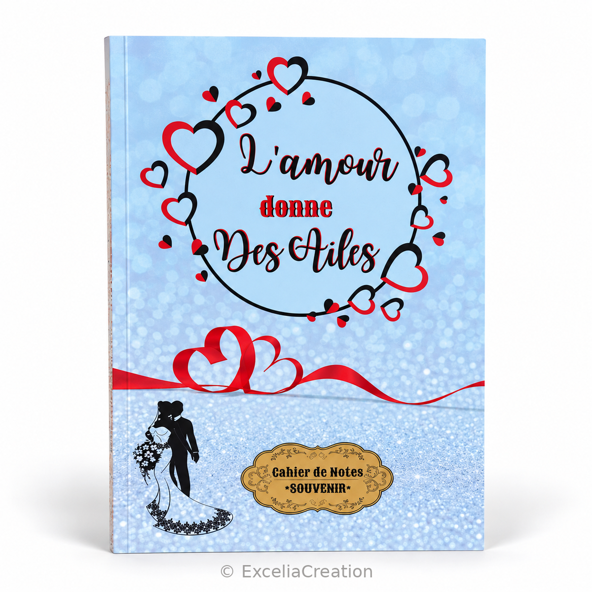 Couverture du cahier souvenir L’amour donne des ailes sur fond blanc