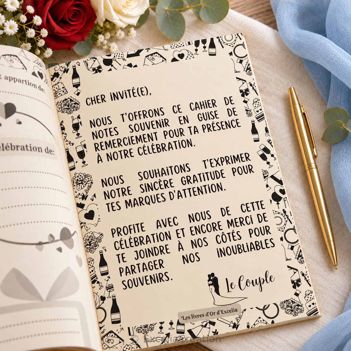 Page de remerciement du cahier souvenir