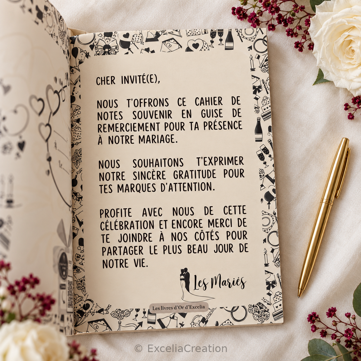 Page de remerciement des mariés destinée aux invités