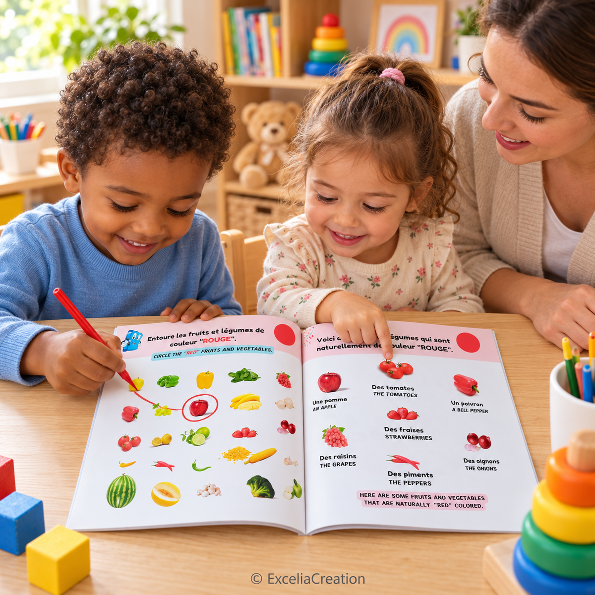 Exercices de reconnaissance des fruits et légumes rouges