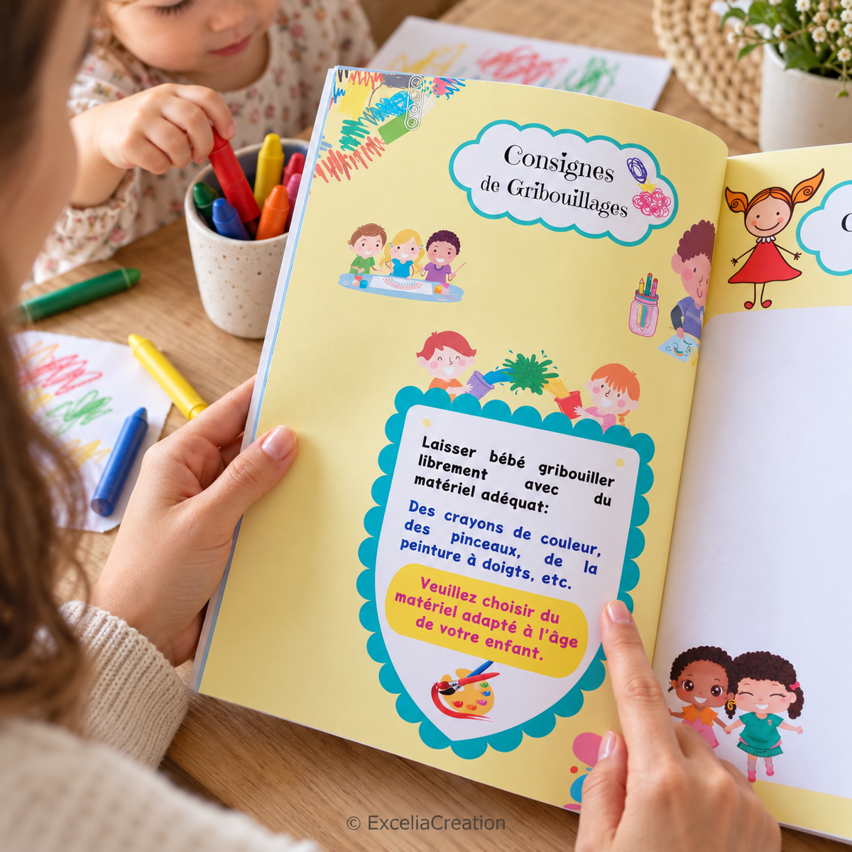 Consignes de gribouillages pour accompagner l’enfant