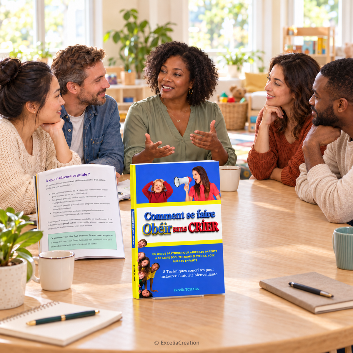 Atelier de parentalité avec une animatrice et des parents