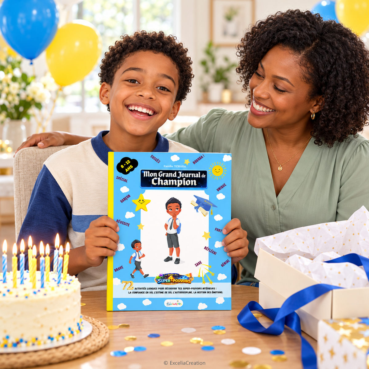 Un garçon reçoit son journal de Champion pour son anniversaire