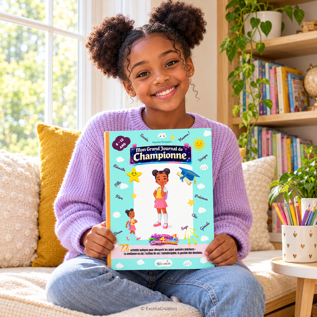 Une fille présente son Journal de Championne