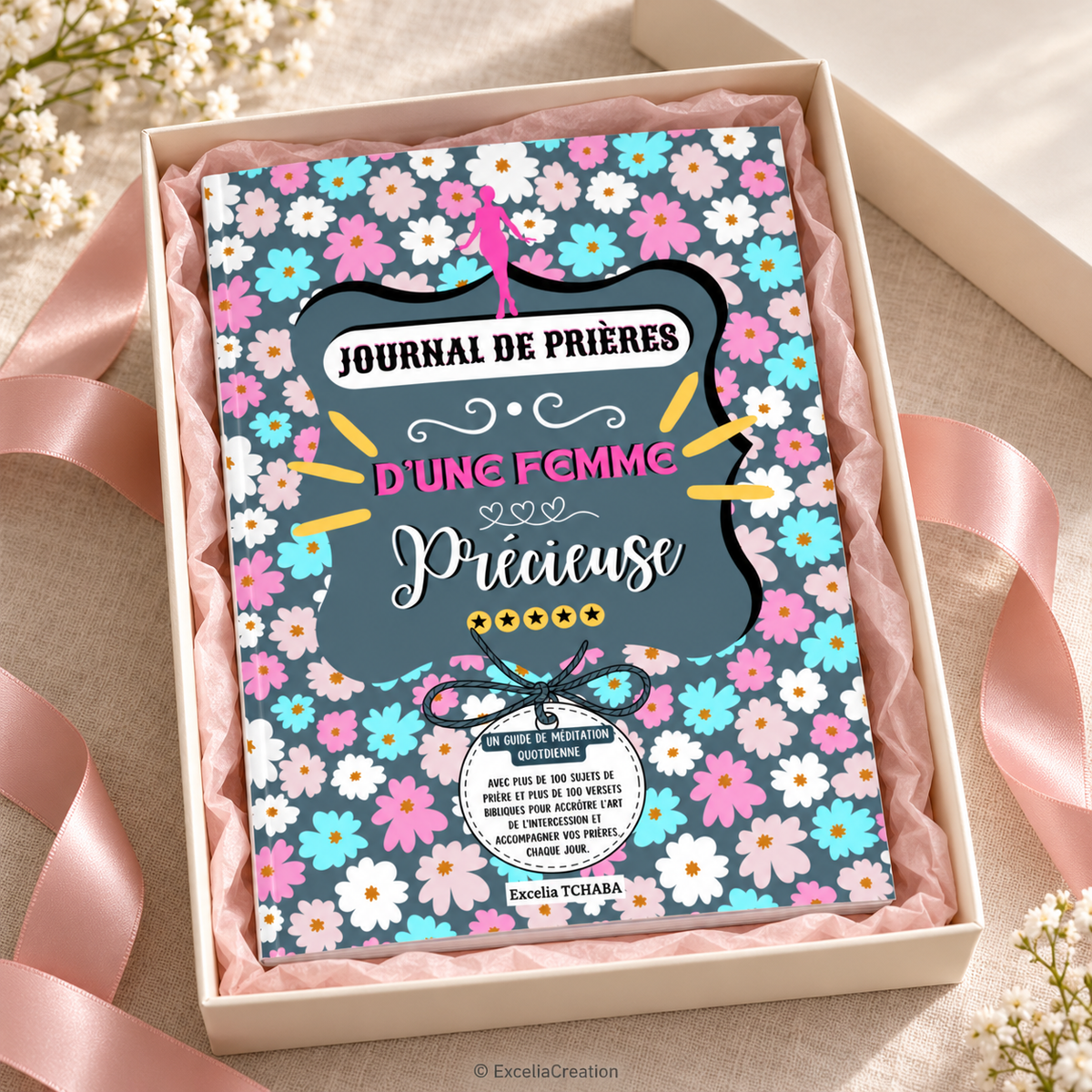 Idée de présentation cadeau du journal dans un coffret ouvert – © ExceliaCreation