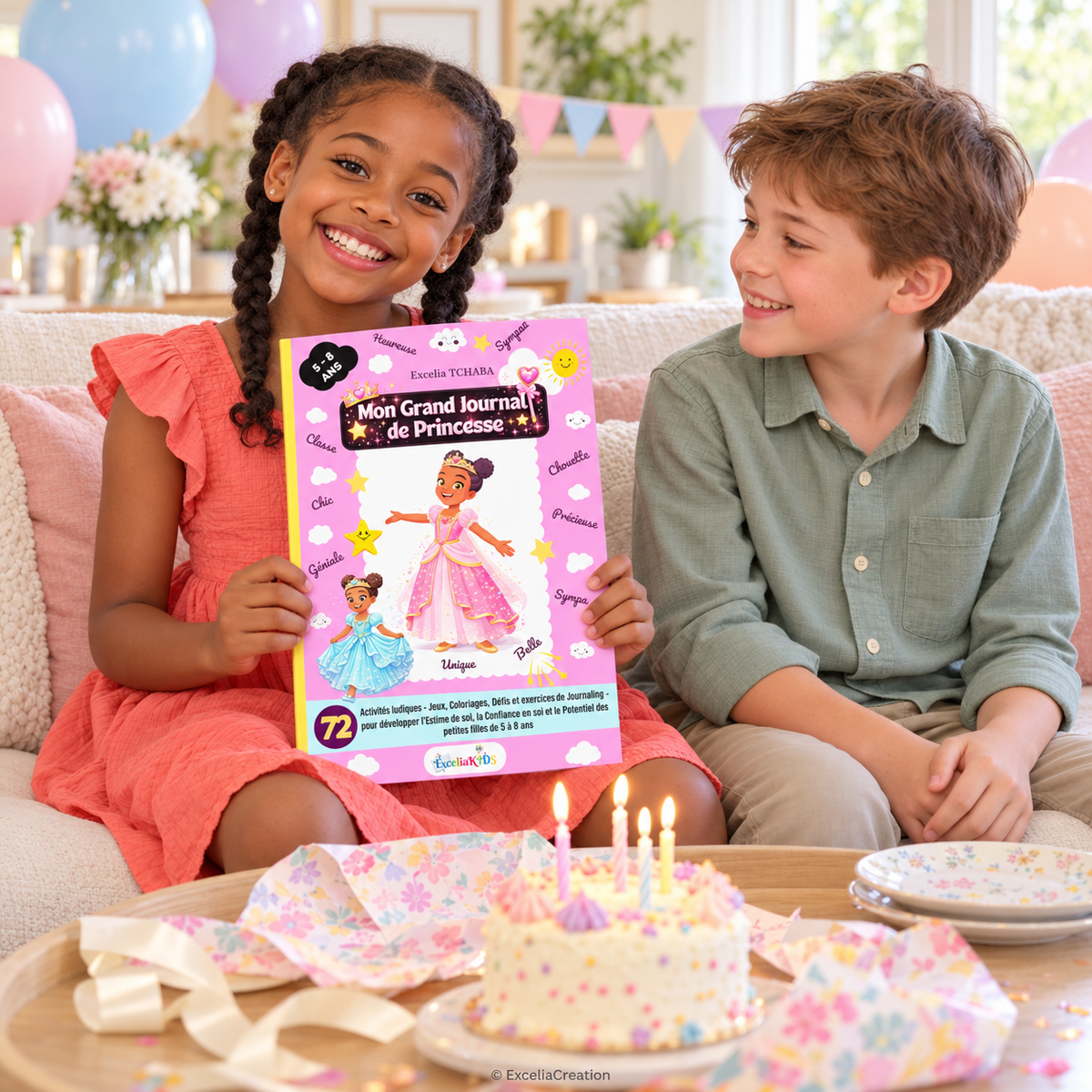 Anniversaire entre une fille et un garçon avec le journal