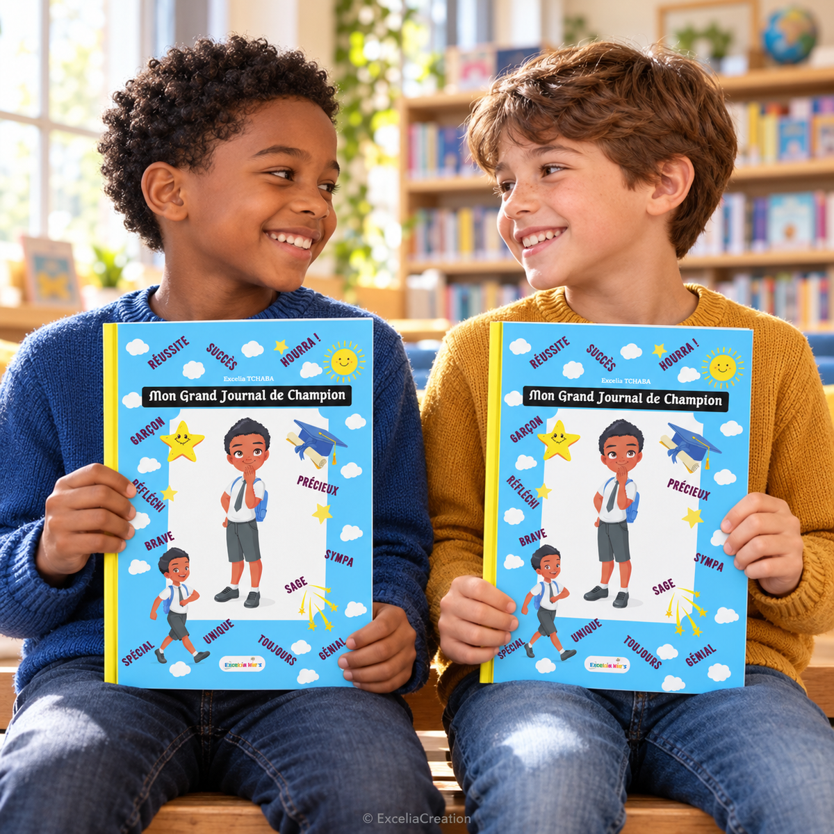 Deux amis présentent leur journal scolaire Champion