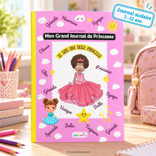 Couverture de Mon Grand Journal de Princesse avec tampon Journal scolaire 7–12 ans