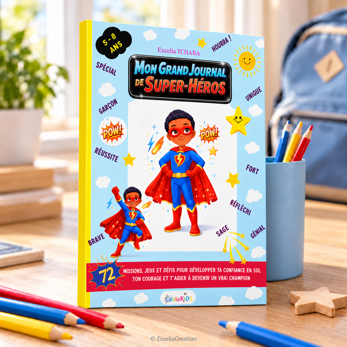 Couverture du Journal de Super-Héros 5–8 ans et tranche jaune