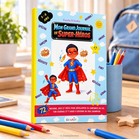 Couverture du Journal de Super-Héros 5–8 ans et tranche jaune