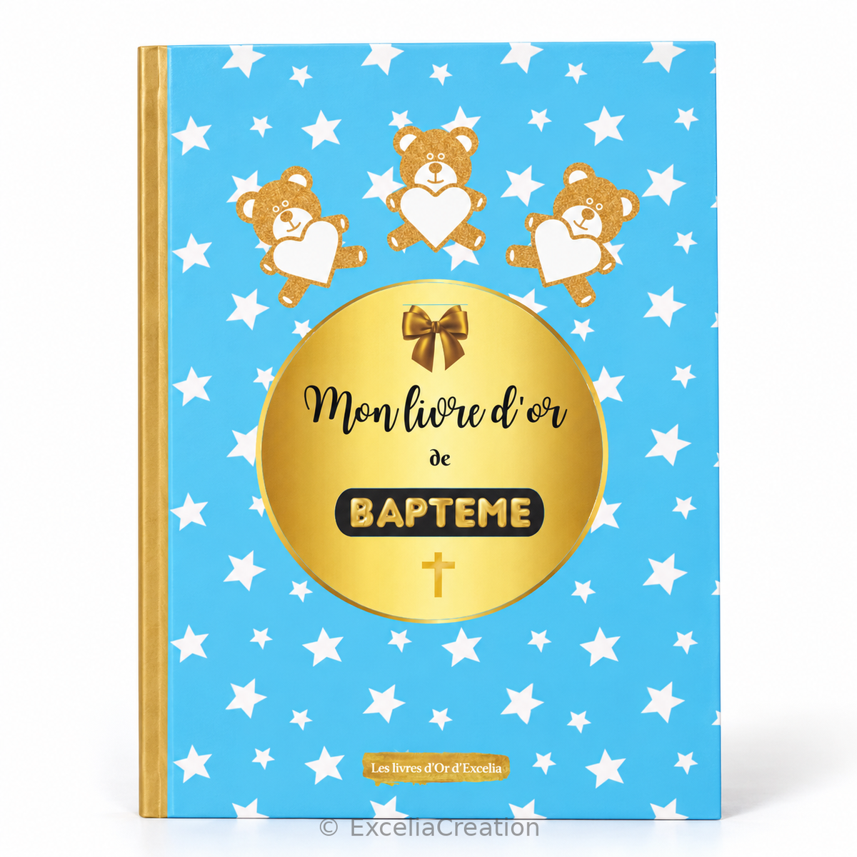 Livre d’or de baptême bleu étoilé — Livre d’or de baptême étoilé