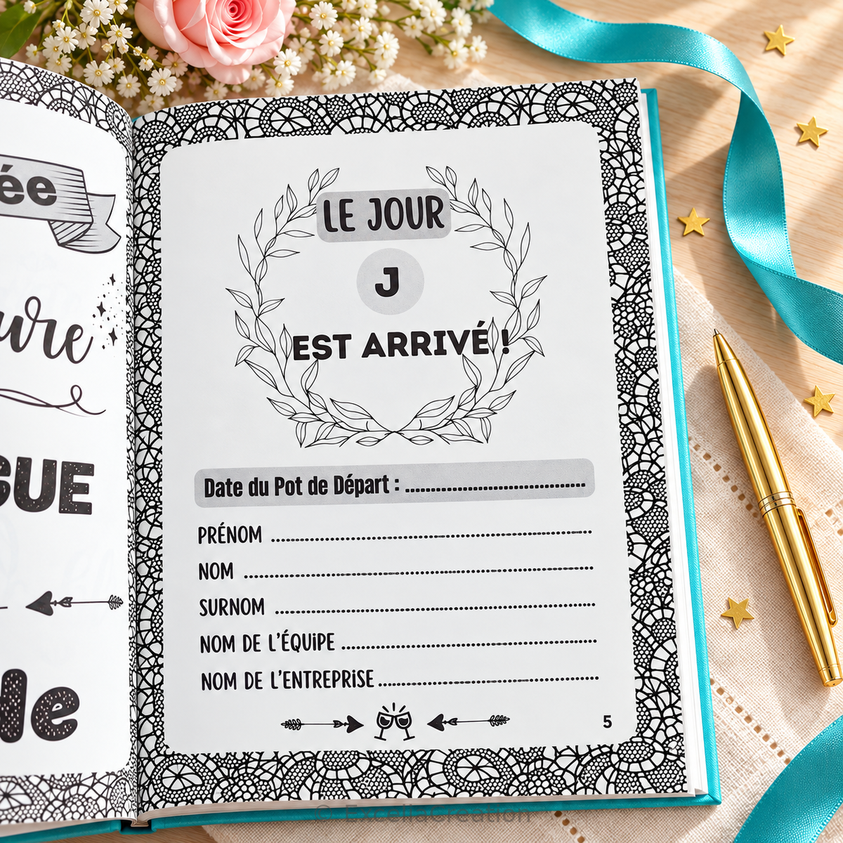 Page Le jour J est arrivé, informations du pot de départ