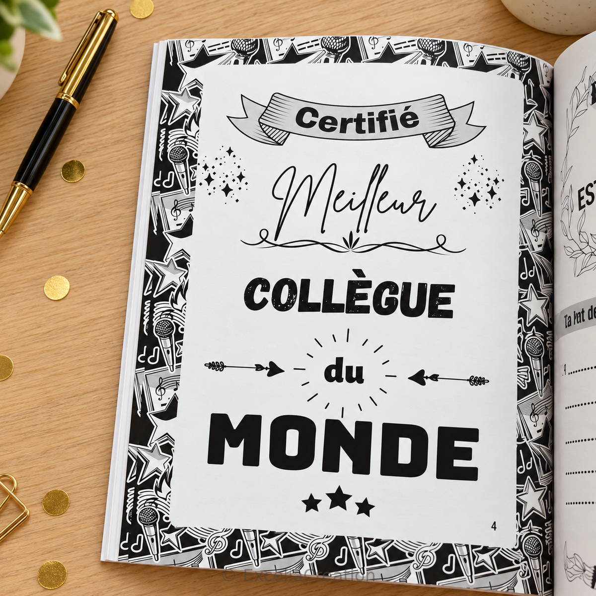 Page intérieure : certifié meilleur collègue du monde