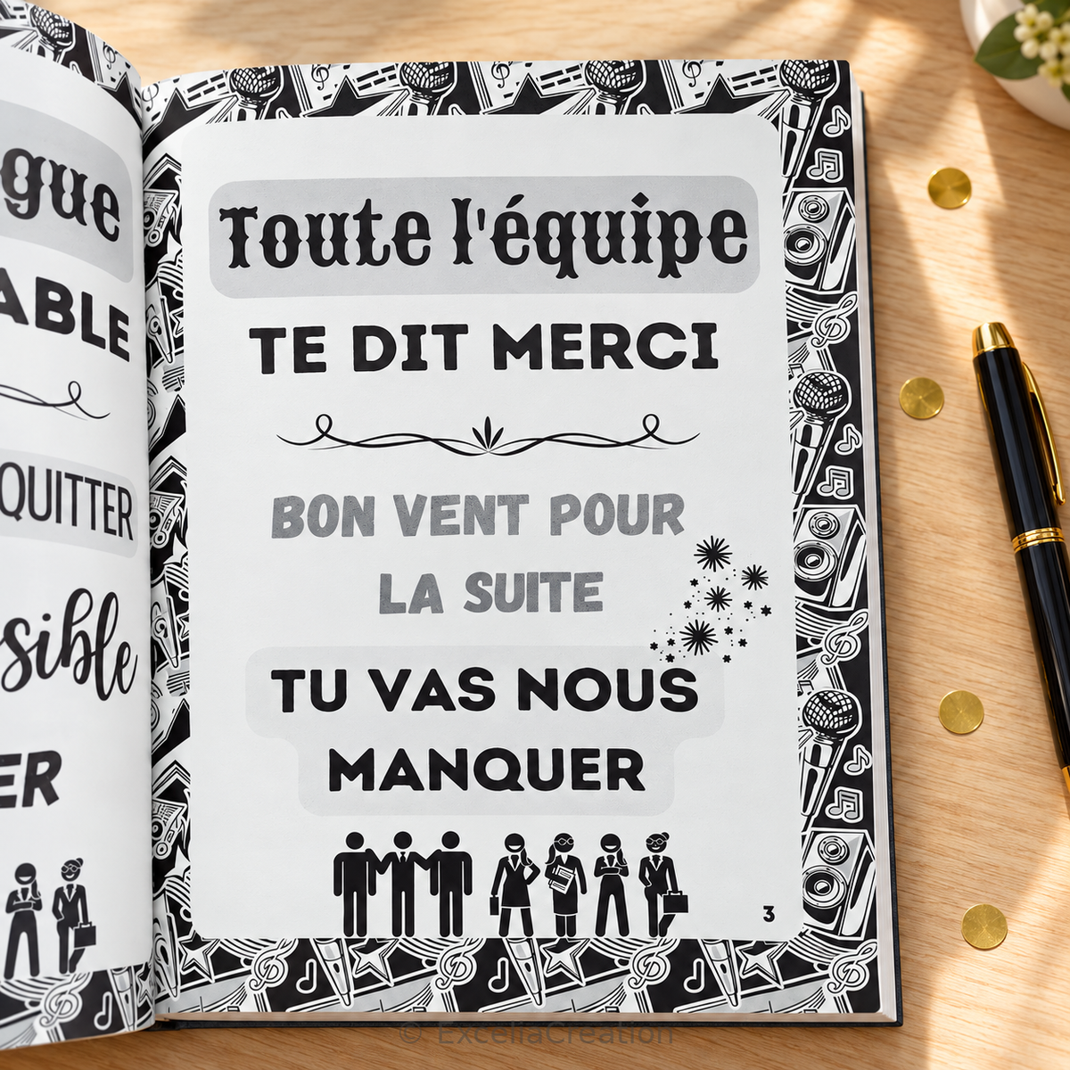 Page intérieure : toute l’équipe te dit merci, bon vent pour la suite