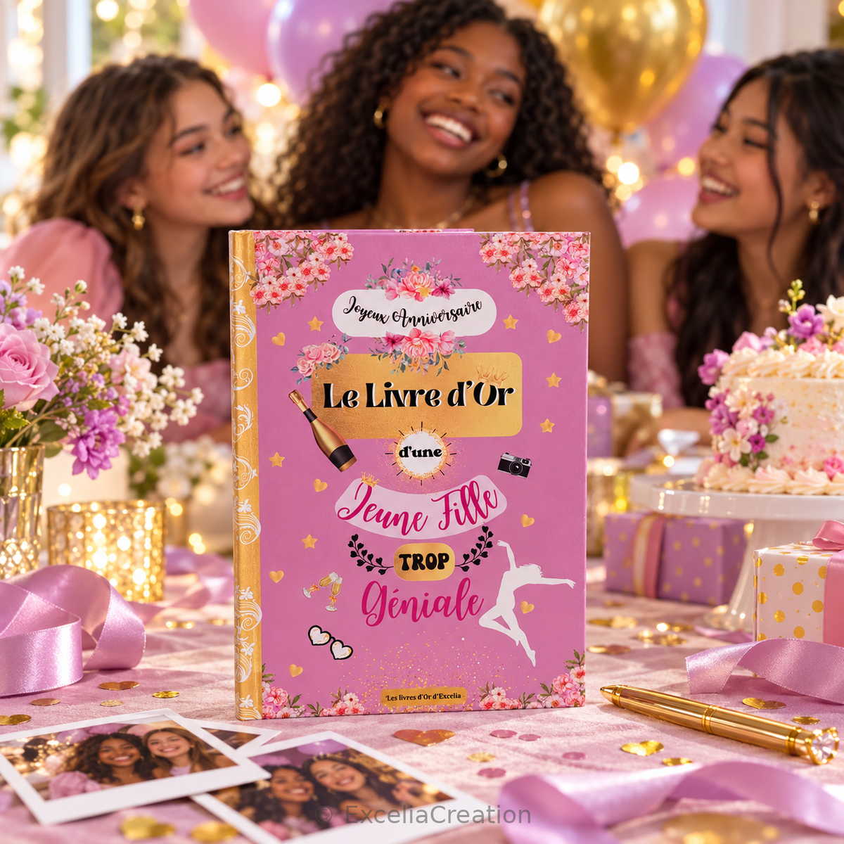 Livre d’or jeune fille mis en scène lors d’un anniversaire entre amies