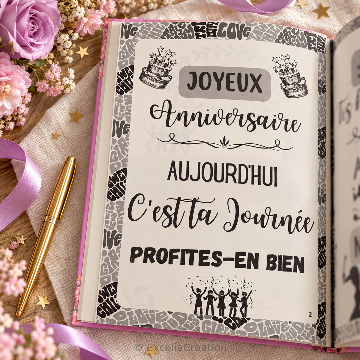 Page intérieure Joyeux anniversaire