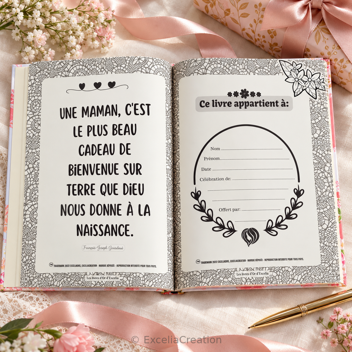 Page Ce livre appartient à du livre d’or pour maman, à compléter après réception
