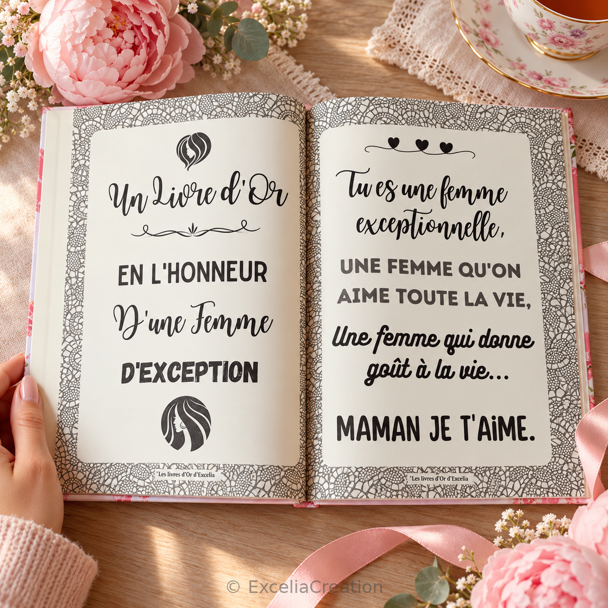Pages intérieures du livre d’or pour maman – En l’honneur d’une femme d’exception