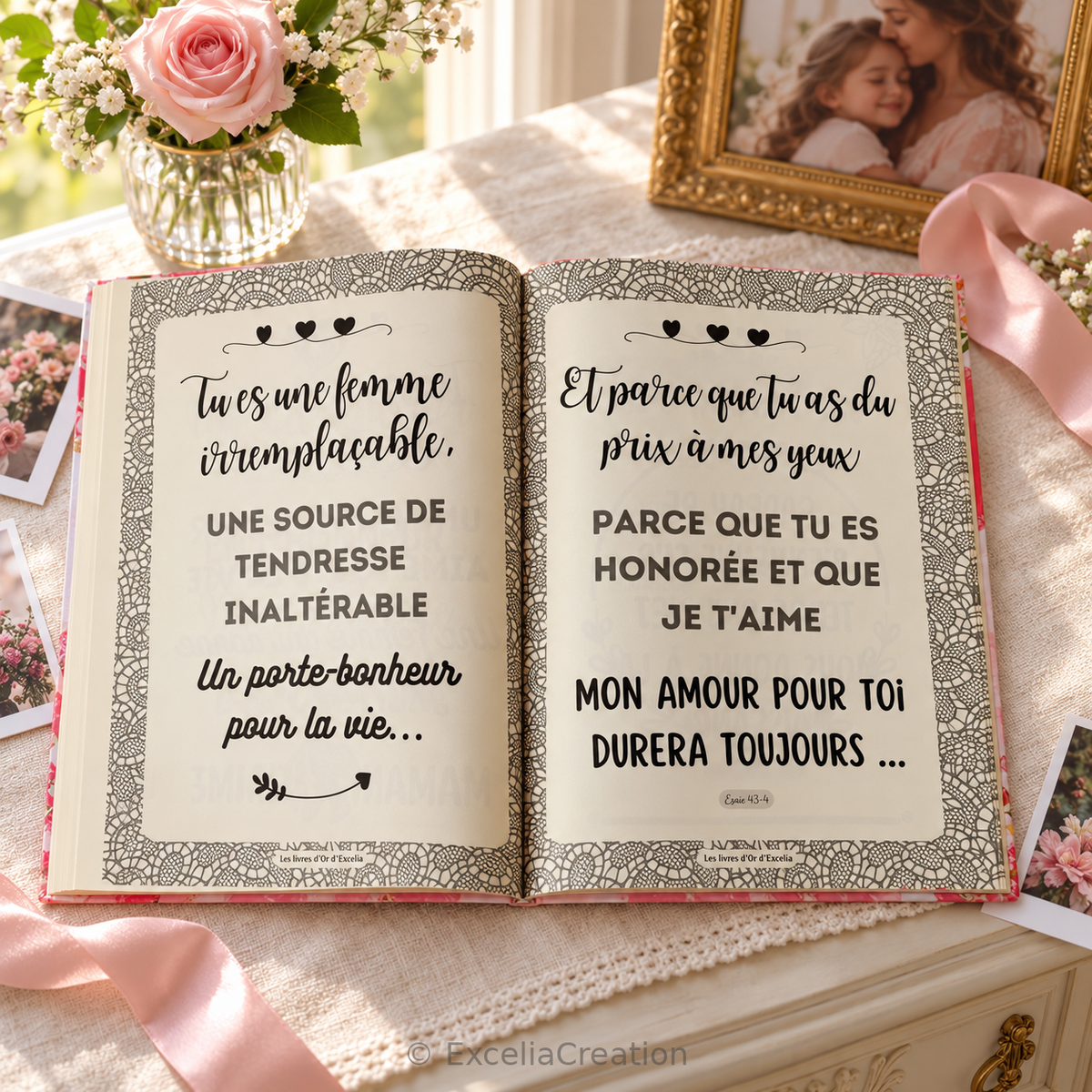 Pages intérieures du livre d’or pour maman – Tu es une femme irremplaçable
