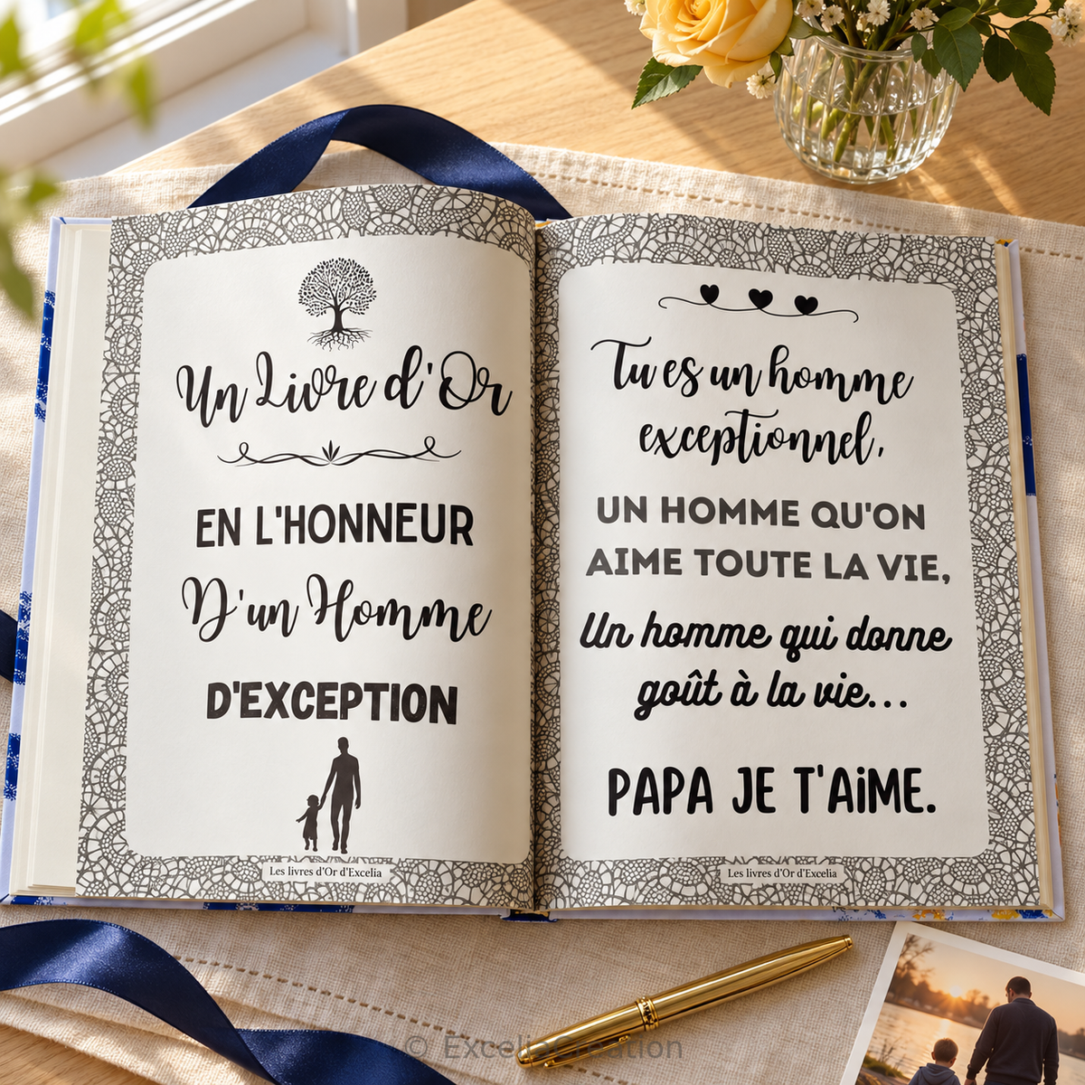 Pages intérieures du livre d’or pour papa – En l’honneur d’un homme d’exception