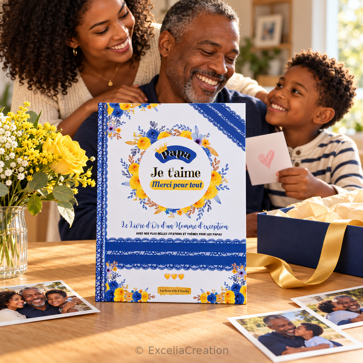 Livre d’or pour papa offert lors d’une surprise familiale
