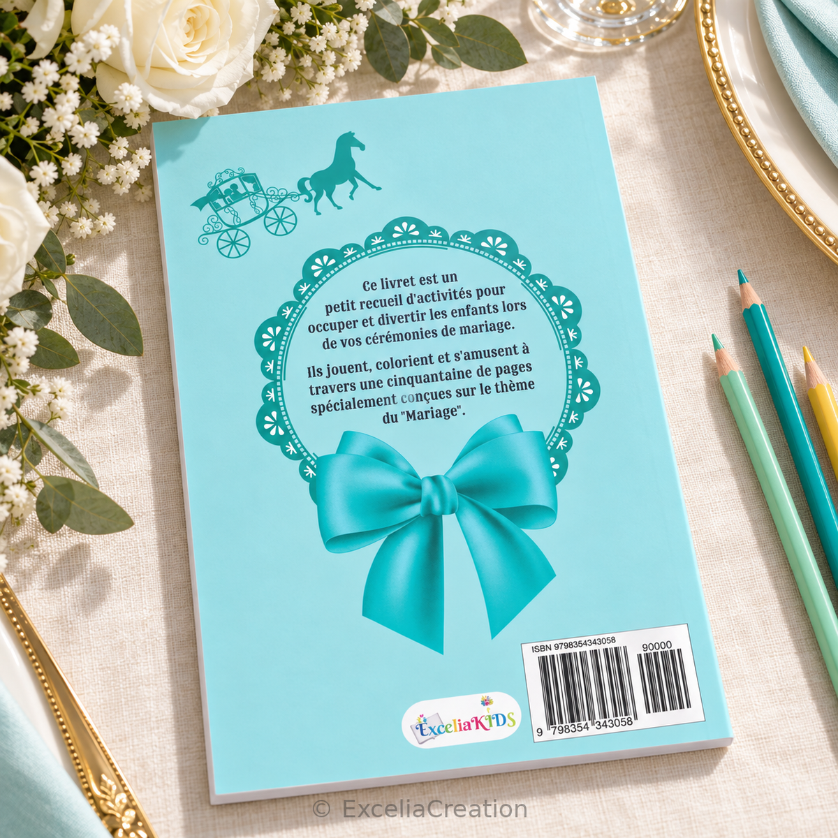 Dos du livret Mariage Royal 6–10 ans avec présentation et logo ExceliaKids