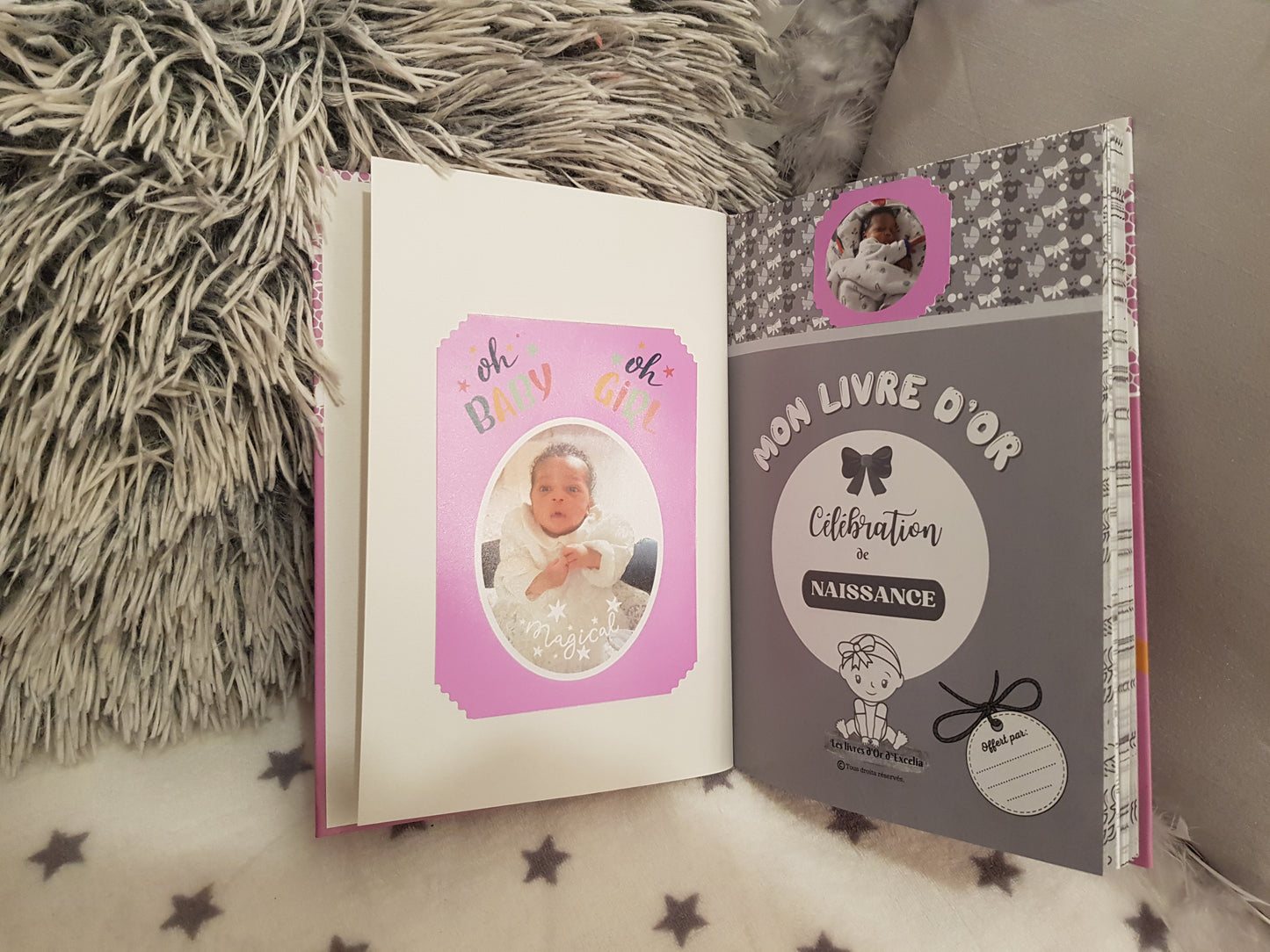 Livre d'Or personnalisé de Naissance pour bébé fille - Couleur Rose